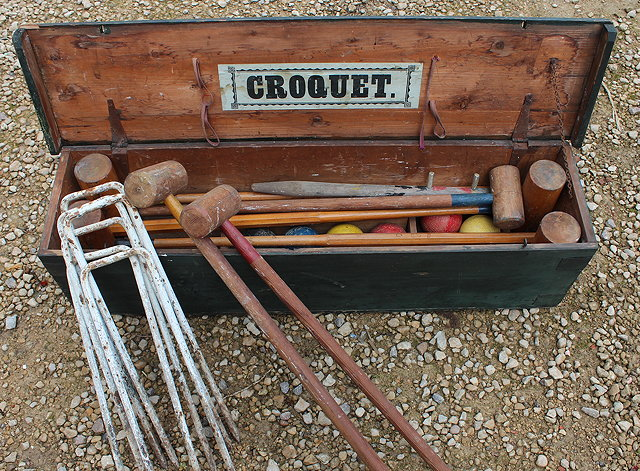 A JAQUES PART CROQUET SET together with a part child