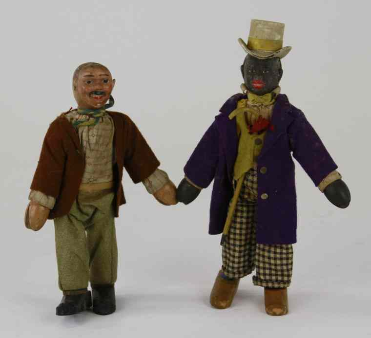 SCHOENHUT BLACK DUDE AND HOBO Dude wears one piece molded