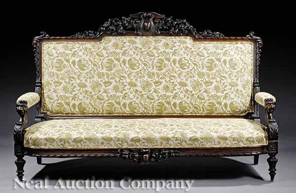 An Important American Rococo Carved Rosewood Sofa mid 19th c