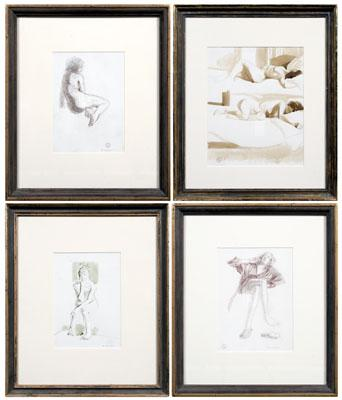 Four Tony Griffin drawings North Carolina born 1959 figure studies