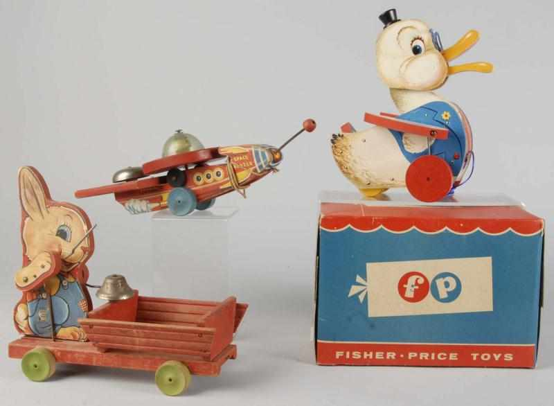 Lot of 3 Paper on Wood Fisher Price Toys Description