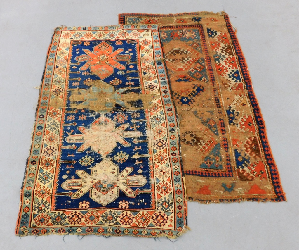 2PC CAUCASIAN GEOMETRIC RUGS Middle East 20th CenturyIncludes a rug