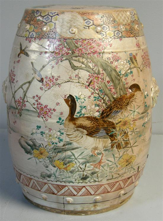19th Century Chinese ceramic garden seat multiple bands of horizontal