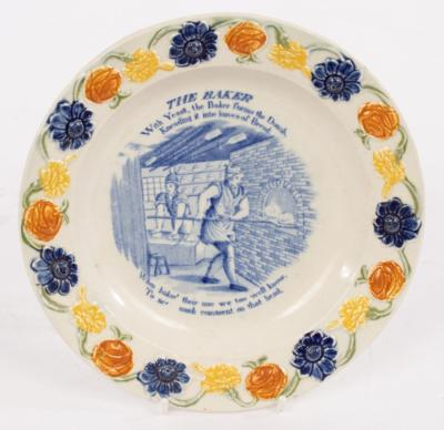 An early 19th Century nursery plate The Baker With yeast