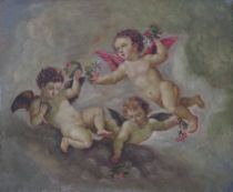 Unknown Artist Continental late 19th Century Three cherubs Oil on