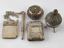 A silver vesta case with bright cut foliage decoration and