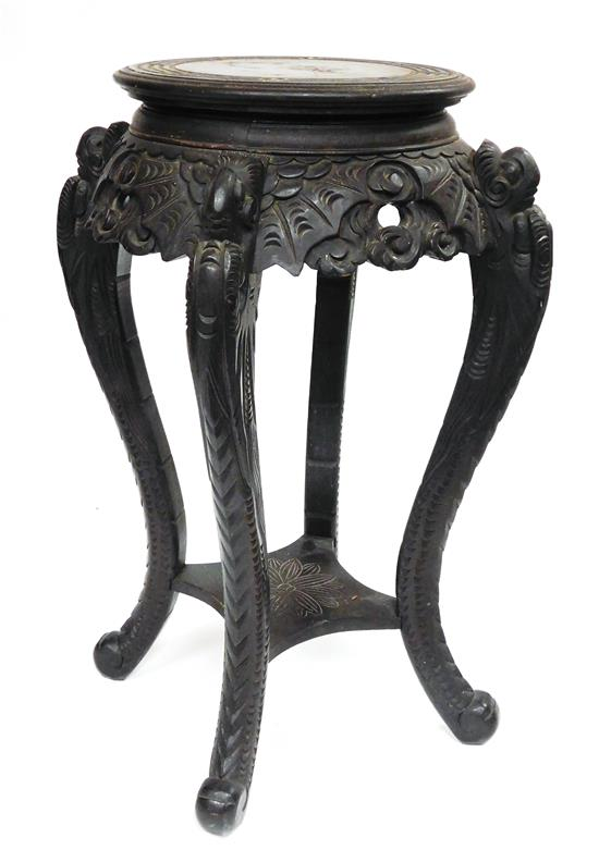 ASIAN 20th C Chinese stand round top with in cut
