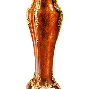 A Napoleon III Style Gilt Bronze Mounted Marquetry Pedestal Circa