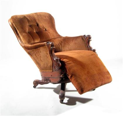 Walnut mechanical lounge chair labeled by j t hammitt philadelphia