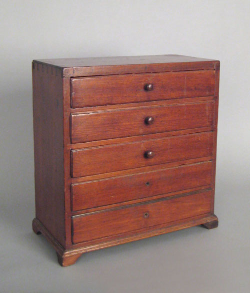 Pennsylvania mahogany specimen chest early 19th c with five drawers