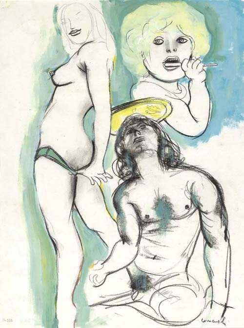 COMENSOLI MARIO Lugano 1922 1993 Zurich Figural composition Charcoal and