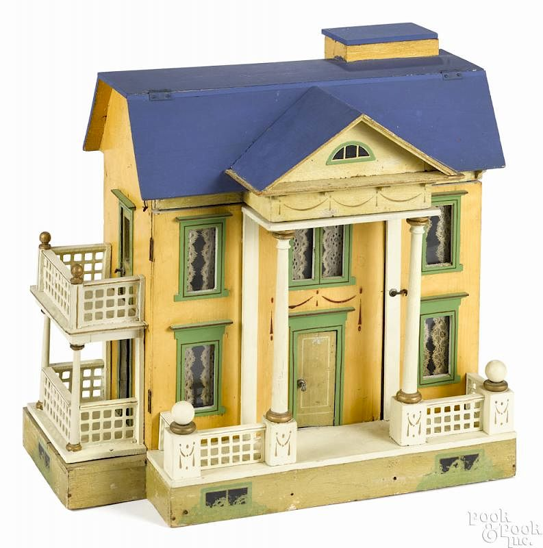 Gottschalk blue roof doll house with an elevator with original