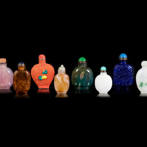 Eight Chinese Glass and Plastic Snuff Bottles 20TH CENTURY of