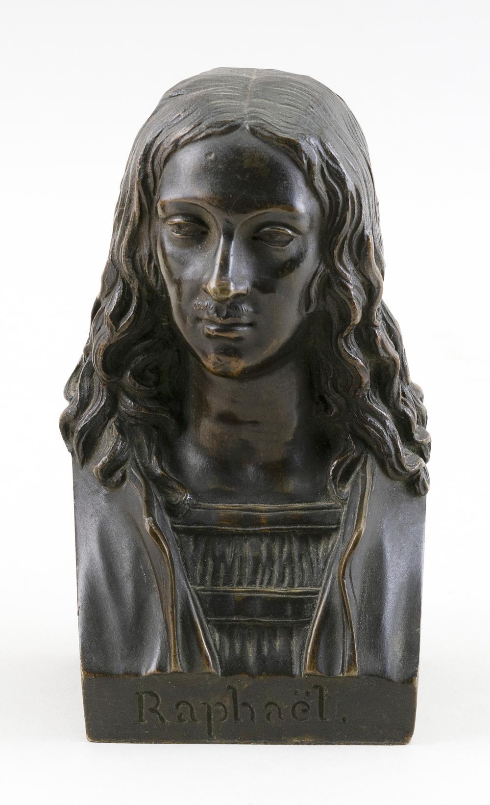 FRENCH BRONZE BUST OF RAPHAEL EARLY 20TH CENTURY HEIGHT 5
