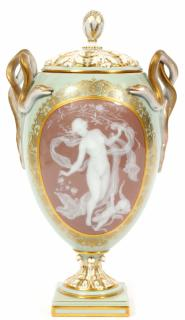 MEISSEN PATE SUR PATE PORCELAIN COVERED URN H 11 1
