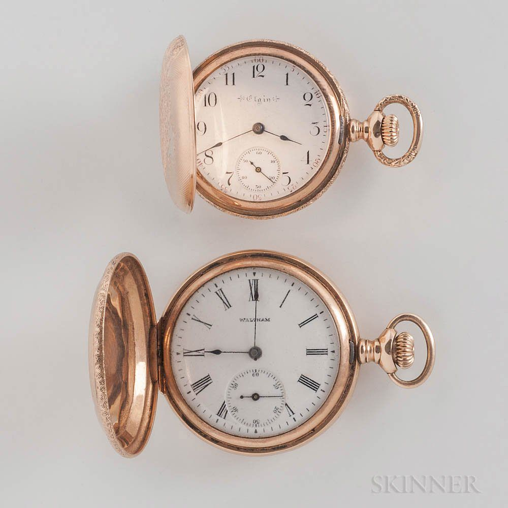 Two 14kt Gold Hunter case Pocket Watches Two 14kt Gold