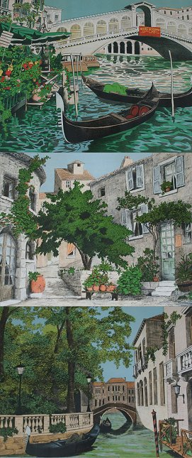 NOYER Denis Paul French 1940 3 Lithographs Venetian Canal Scenes