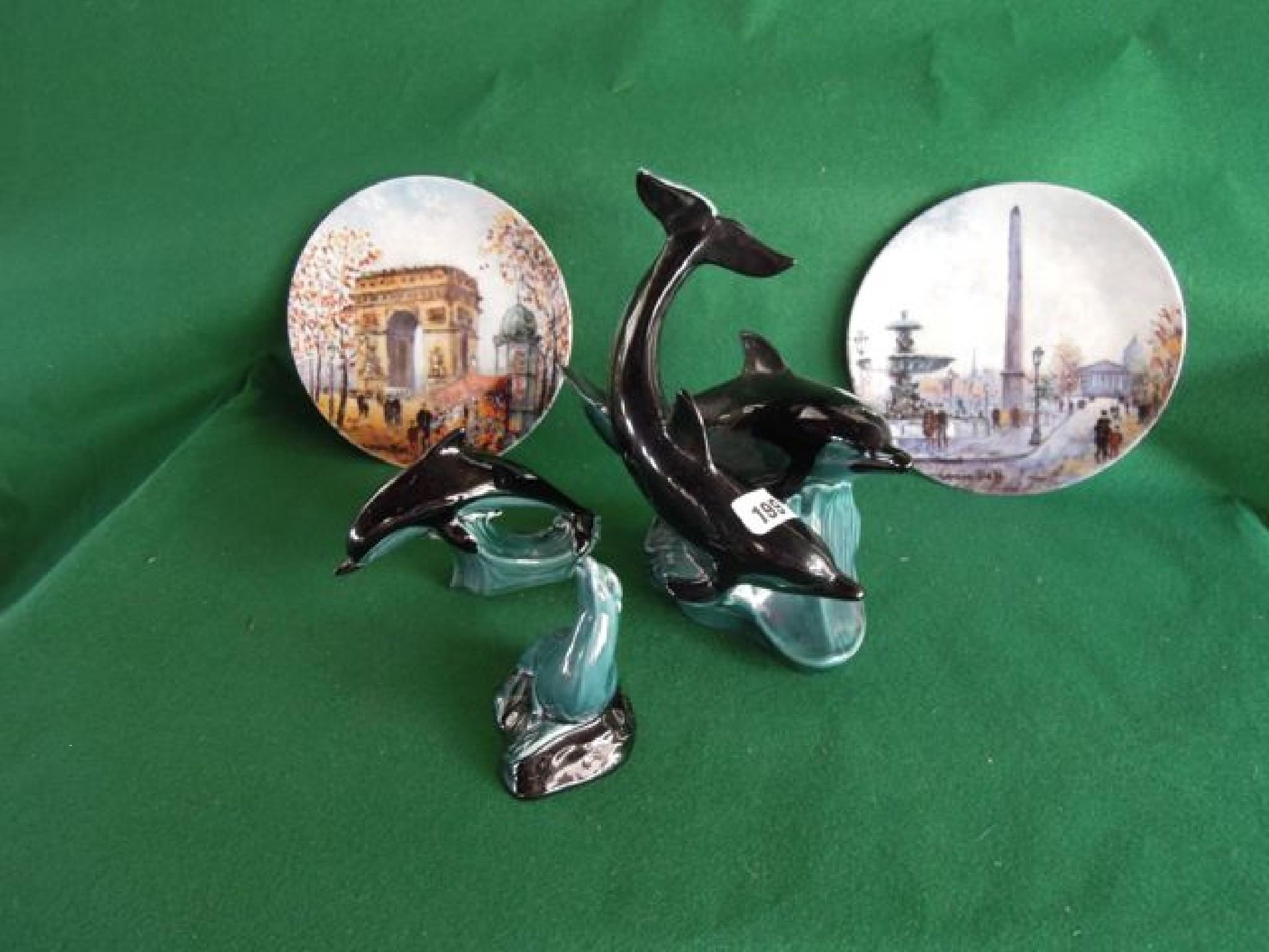 Three pieces of turquoise glazed Poole Pottery in the form