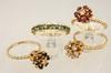 JEWELRY LOT Lot of four gold and gem set rings