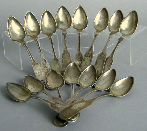 Lancaster County PA coin silver spoons to include 6 by