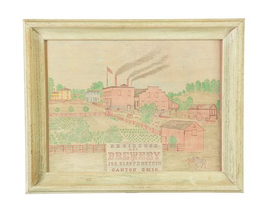 PRINT ENTITILED RESIDENCE AND BREWERY OF JOS KLOPFENSTEIN CANTON OHIO