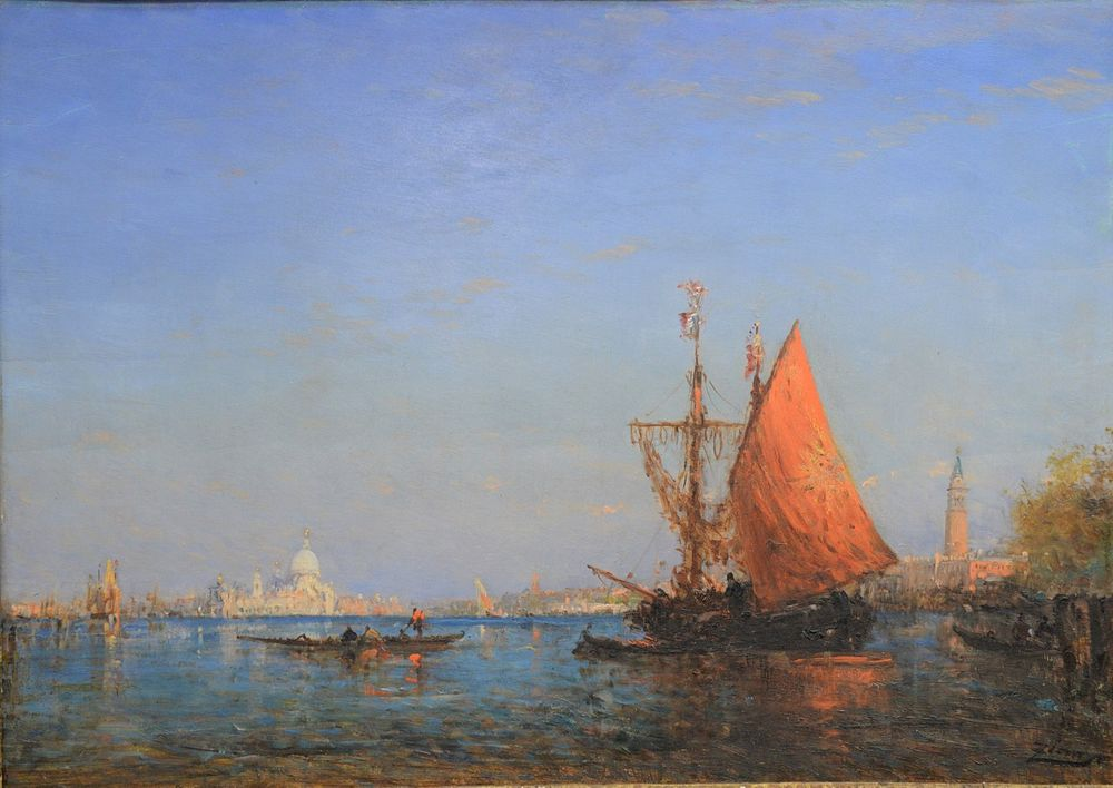 Felix Francois Georges Philibert Ziem 1821 1911 Venice boats on