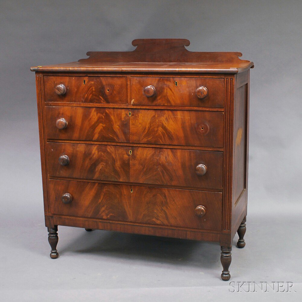 Late Federal Mahogany Veneer Chest of Drawers America second quarter