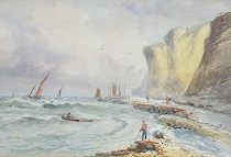 M Hines British circa late 19th Century Untitled shorescape Watercolor
