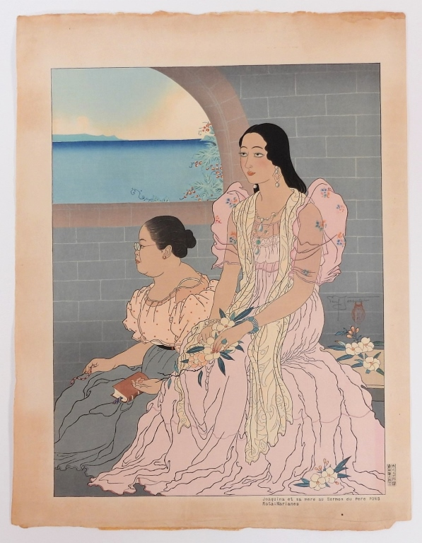 PAUL JACOULET PORTRAIT OF WOMEN WOODBLOCK PRINT Japan France 1902