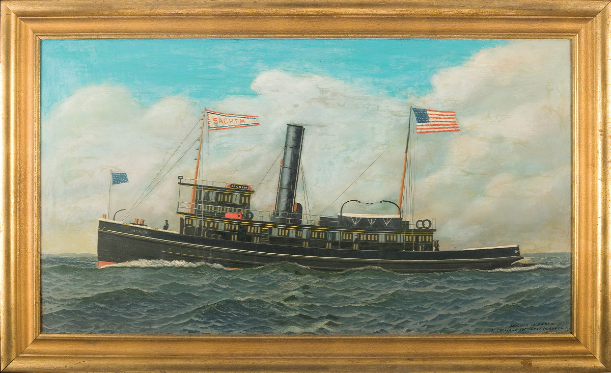 ANTONIO JACOBSEN AMERICAN 1850 1921 THE TUGBOAT SACHEM Built at