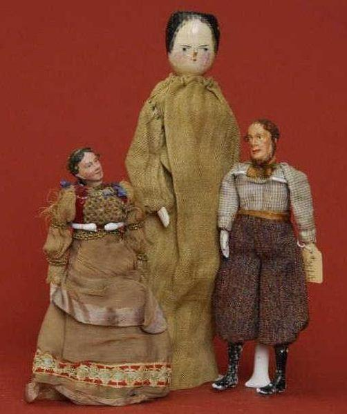 Lot Three Dolls Lot includes pair of marionette type dolls