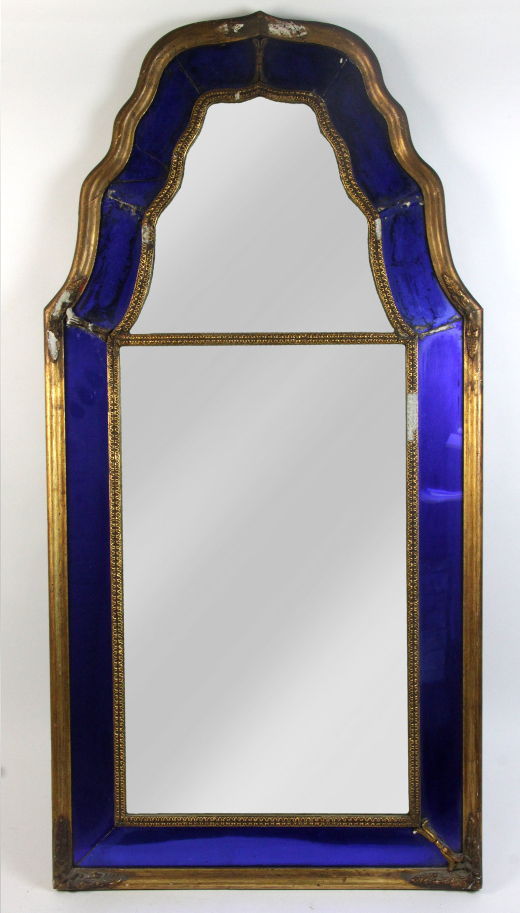 A wall mirror with blue mirrored frame 101 5cm 40