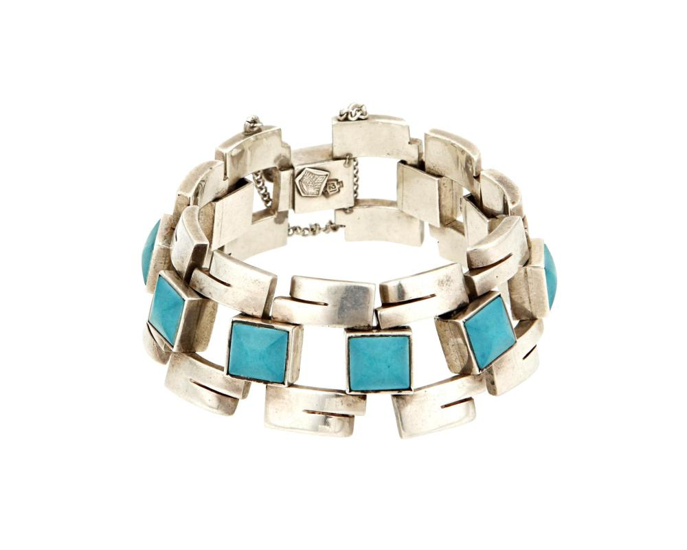 An Antonio Pineda silver and turquoise bracelet Antonio Pineda 1919