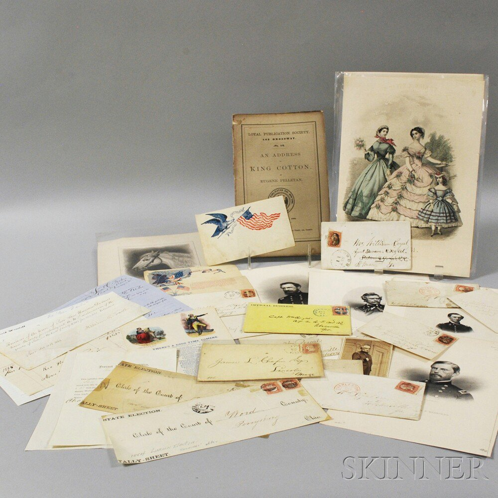 Small Collection of Civil War and Military Ephemera including stamped