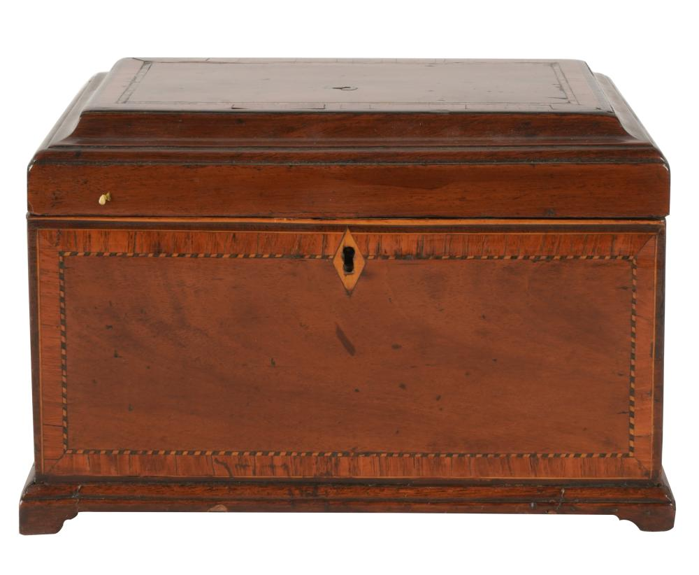INLAID MAHOGANY TABLE BOXwith divided unlined interior Condition top detached
