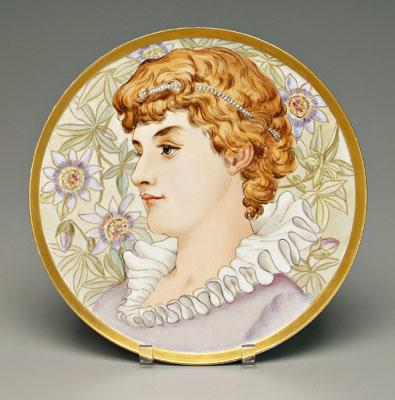 Painted Limoges charger hand painted woman s head with passion