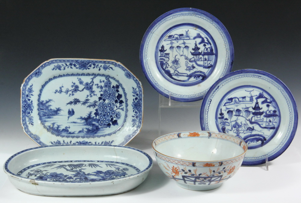 5 PCS CHINESE EXPORT PORCELAIN All 19th c including Iron