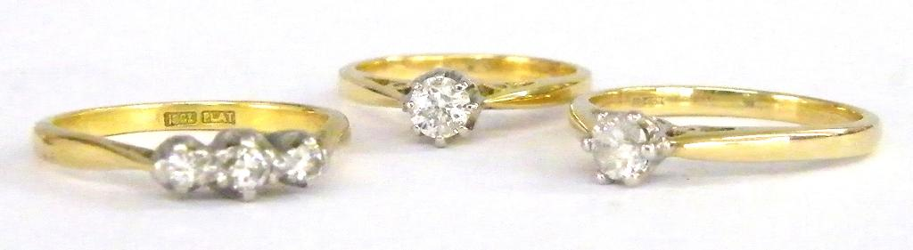 18ct three stone diamond ring 18ct solitaire diamond ring and