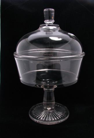 Two glass compotes and cut glass bowl including 12 high
