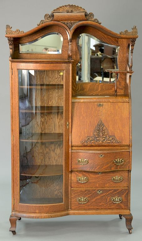 Victorian oak side by side desk ht 77 in wd