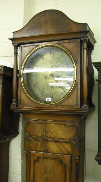 Mahogany eight day longcase clock the 14 circular brass dial