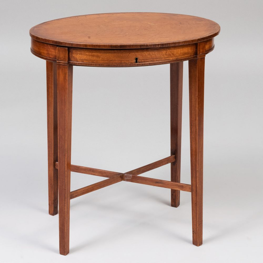George III Inlaid Satinwood Oval Side Table Fitted with a
