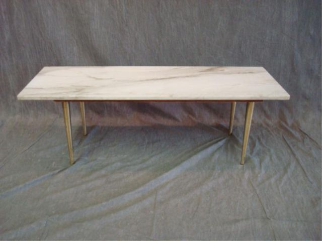 Mid Century marbletop low table w brass legs Central Park