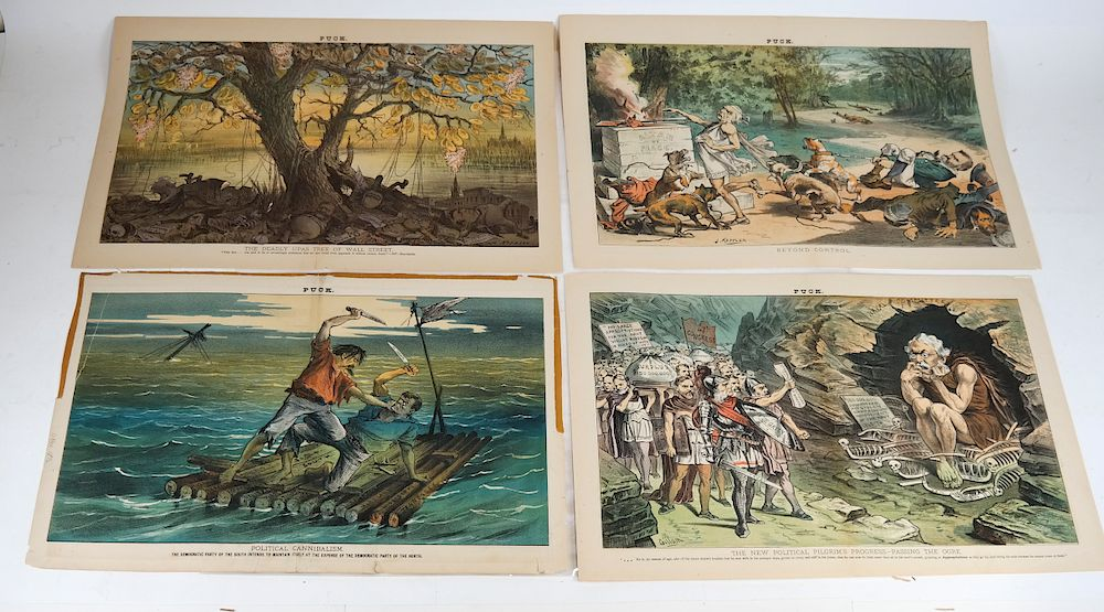 PUCK Group of 5 Political Cartoons Double Page 1 Restoring