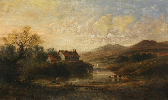 British School 19th Century Fishing in the Loch Unsigned Oil