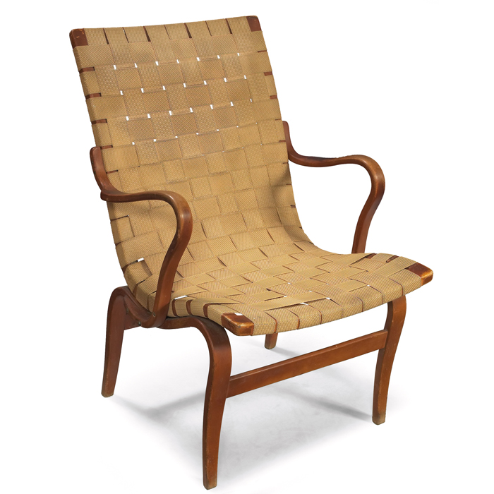 Bruno Mathsson lounge chair beech frame replaced straps original finish