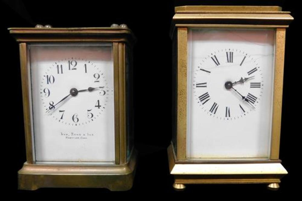 Two French carriage clocks late 19th 20th C both with