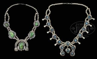 TWO NAVAJO SQUASH BLOSSOM NECKLACES TWO NAVAJO SQUASH BLOSSOM NECKLACES