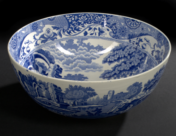 Copeland Spode Blue Transfer Printed Pottery Italian Series Fruit Bowl