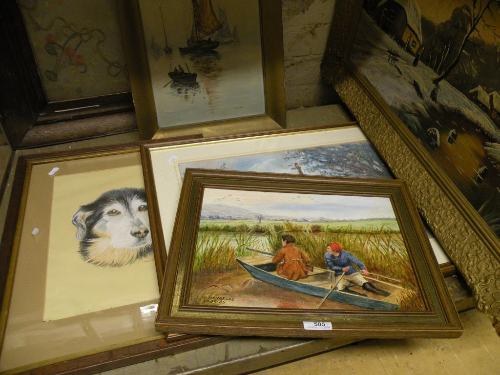 C AFishing smacksoil on canvassigned and dated 1924 four other